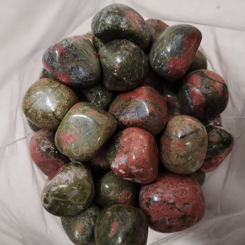 100g Natural Tumbled Gemstones-Unakite
