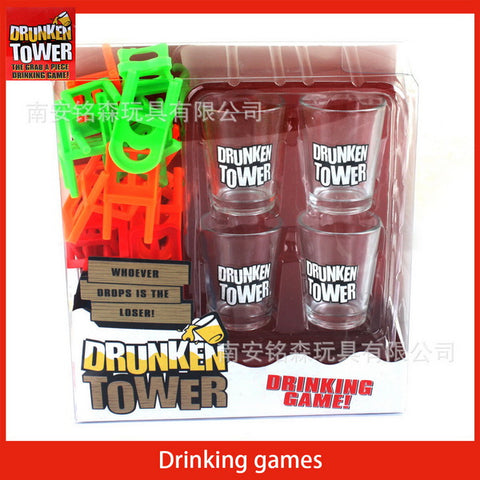 Drunken Tower with 4 Shot Glass 2-4 Players Party game