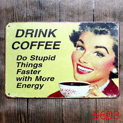 Retro Cafe Coffee Metal Sign Decor