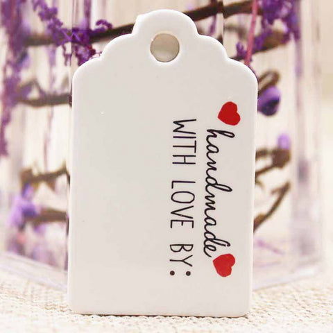 100pc Craft Paper Tags 'HANDMADE WITH LOVE BY'