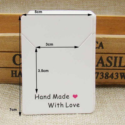 100pc Craft Jewellery Display Card 'Handmade with Love'