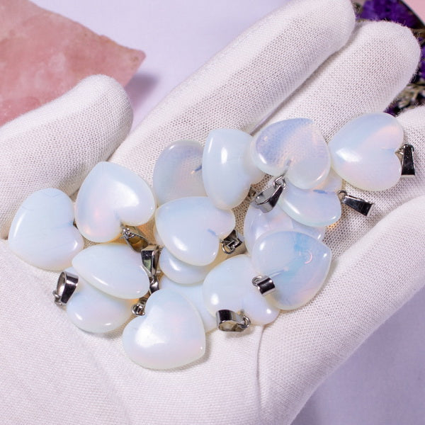 Heart Gemstone Pendant with Necklace - Opal
