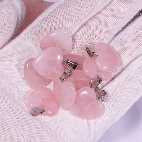 Heart Gemstone Pendant with Necklace - Rose Quartz