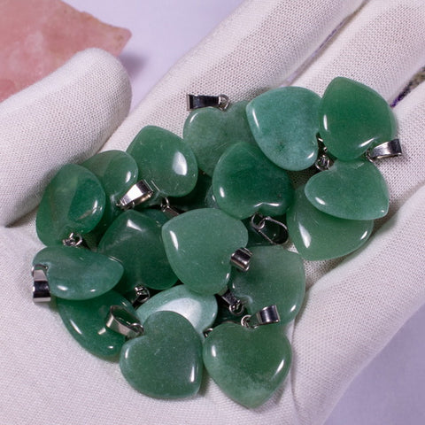 Heart Gemstone Pendant with Necklace - Aventurine