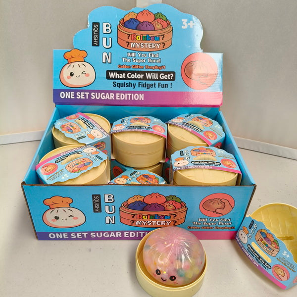 12pc Squishy Bun Rainbow Mystery with Display Box