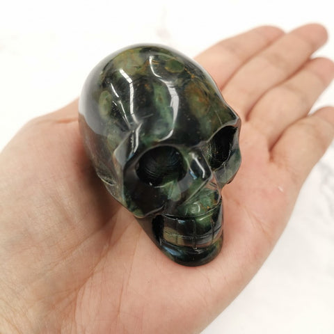 Skull Gemstone 5cm-Green Moss Agate