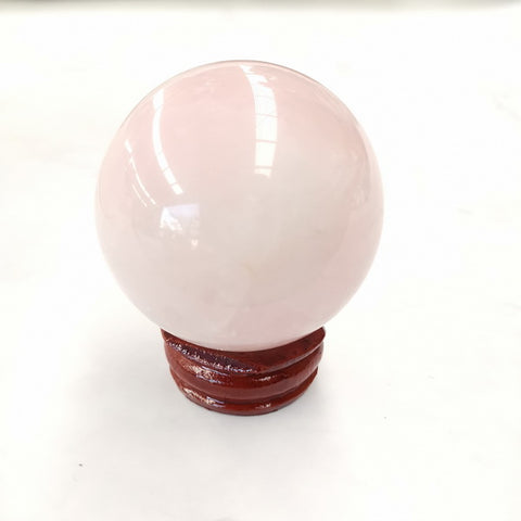 Round Gemstone with Wooden Base-Rose Quartz