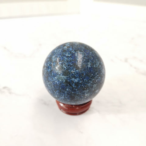 Round Gemstone with Wooden Base-Lazulite