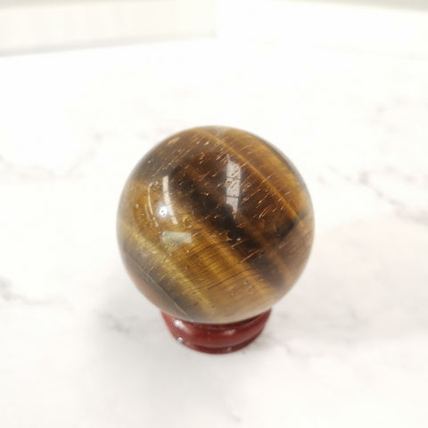 Round Gemstone with Wooden Base-Tiger Eye