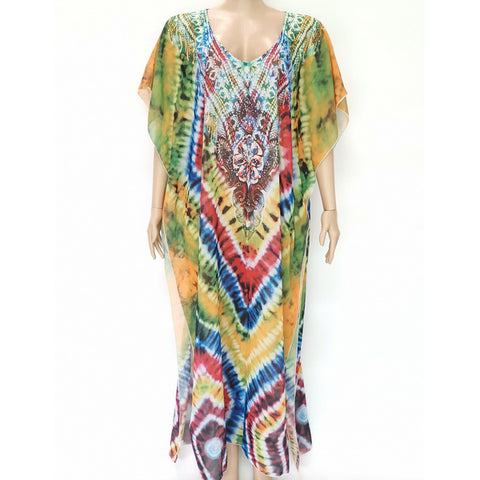 X-Large Long Hand Embellished Kaftan Dress Free Size