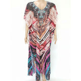X-Large Long Hand Embellished Kaftan Dress Free Size