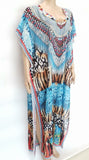 X-Large Long Hand Embellished Kaftan Dress Free Size