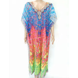 X-Large Long Hand Embellished Kaftan Dress Free Size
