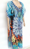 X-Large Long Hand Embellished Kaftan Dress Free Size