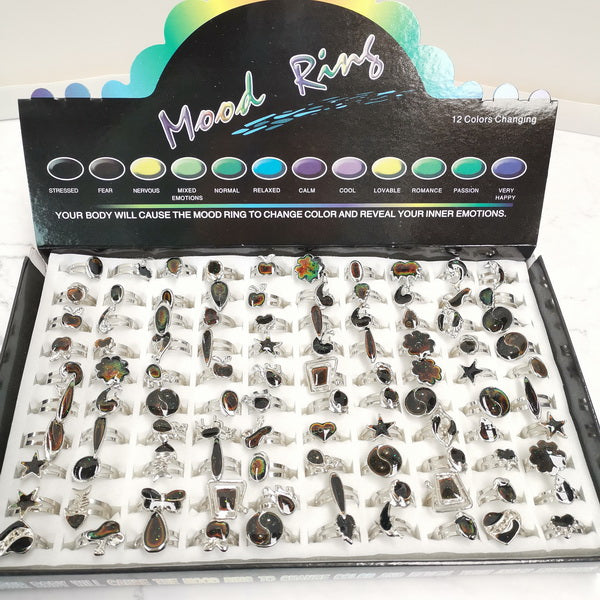 100pc Mood Rings with Display Box