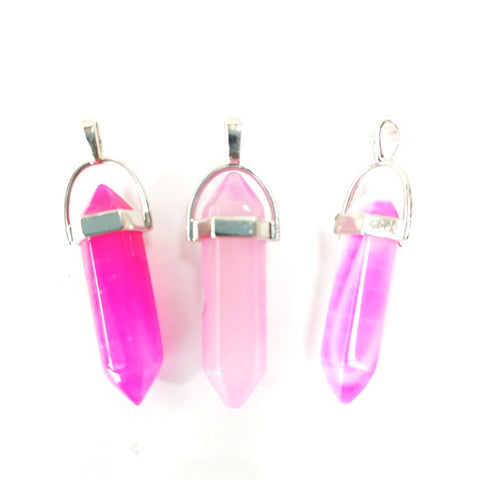 Gemstone Pendant with Necklace - Pink Agate