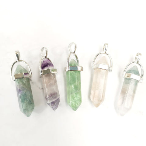 Gemstone Pendant with Necklace - Fluorite