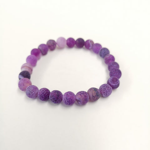 Gemstone Beaded Bracelet-Purple Weathered Agate