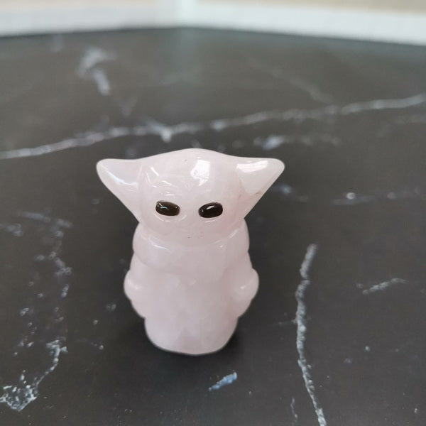 Yoda Gemstone 4.5cm-Rose Quartz