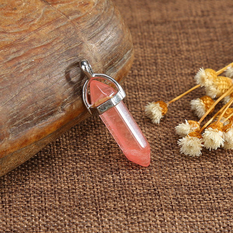 Gemstone Pendant with Necklace - Cherry Quartz