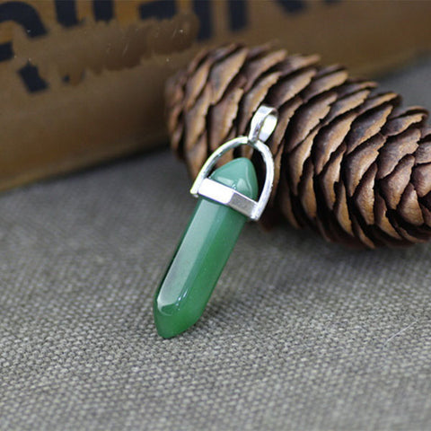 Gemstone Pendant with Necklace - Green Jade