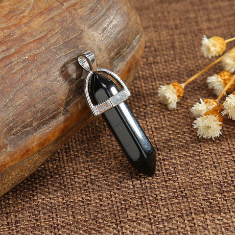 Gemstone Pendant with Necklace - Obsidian
