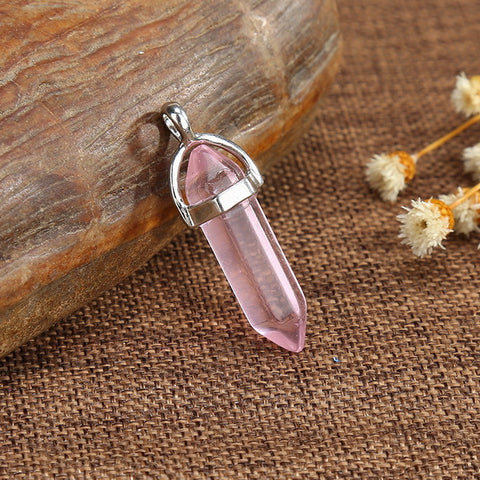 Gemstone Pendant with Necklace - Pink Quartz