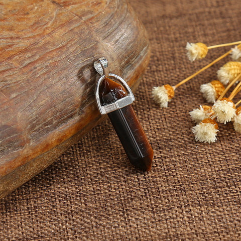 Gemstone Pendant with Necklace - Tiger Eyes