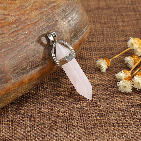 Gemstone Pendant with Necklace - Rose Quartz