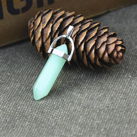 Gemstone Pendant with Necklace - Light Green Jade