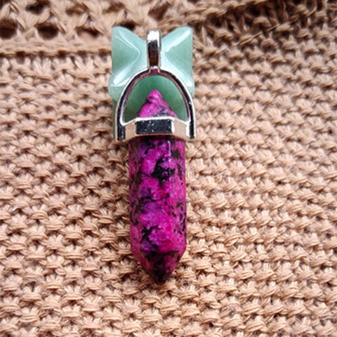 Gemstone Pendant with Necklace - Purple Kiwi Stone