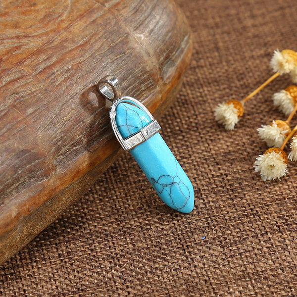 Gemstone Pendant with Necklace - Turquoise