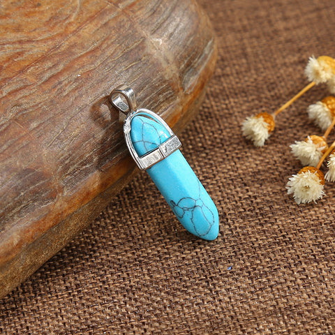 Gemstone Pendant with Necklace - Turquoise