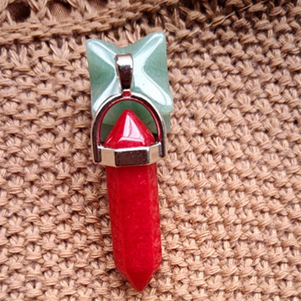 Gemstone Pendant with Necklace - Red Jade