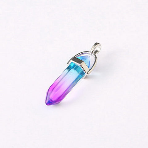 Gemstone Pendant with Necklace - Colorful Quartz