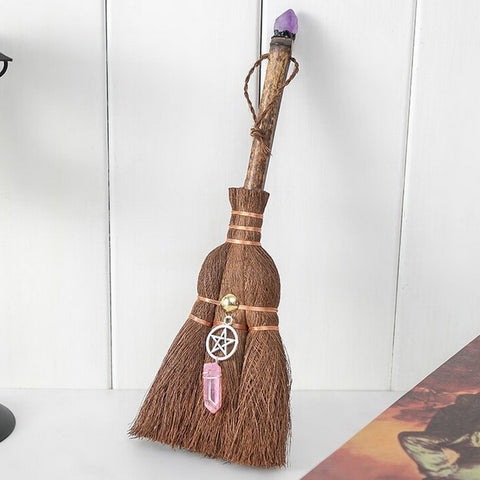 Natural Crystal Witchy Broom 26cm