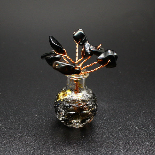 Mini Handcrafted Crystal Chip Tree-Obsidian