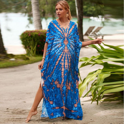 Wholesale Plus Size Long Tie Dye Boho Kaftan Dresses 