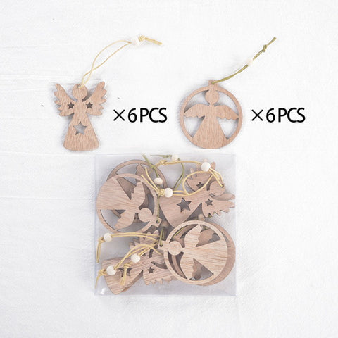12pcs Wood Country Christmas Ornaments