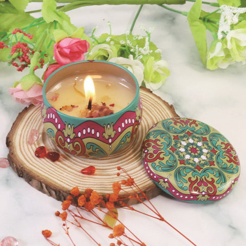 Candle with Dried Flower-Mint