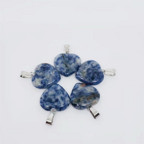 Heart Gemstone Pendant with Necklace - Sodalite