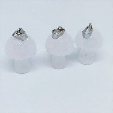 Mushroom Gemstone Pendant with Necklace - Clear Quartz
