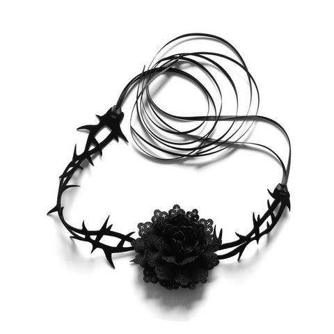Black Rose Flower Choker Necklace