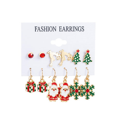 6 Pairs Christmas Earrings