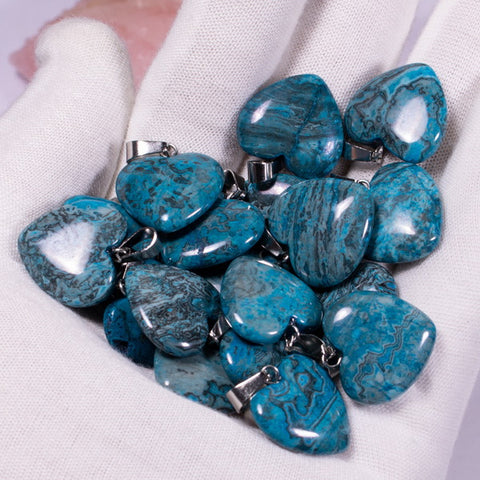 Heart Gemstone Pendant with Necklace - Blue Sky Jasper