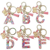 A-Z Letters Keychain with Tassel Butterfly Pendant