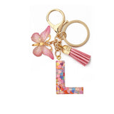 A-Z Letters Keychain with Tassel Butterfly Pendant