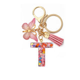 A-Z Letters Keychain with Tassel Butterfly Pendant