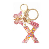 A-Z Letters Keychain with Tassel Butterfly Pendant