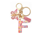 A-Z Letters Keychain with Tassel Butterfly Pendant